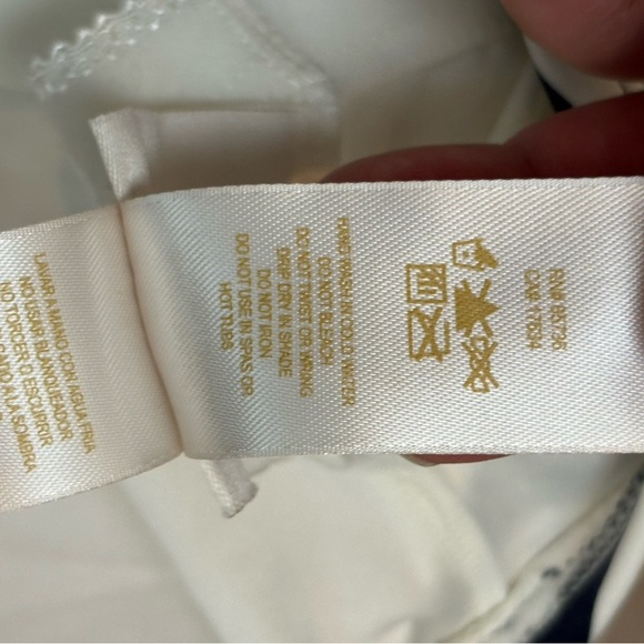 Kate Spade Bandeau One Piece Strapless Swim Suit Navy/White Stripe Medium - Picture 7 of 10